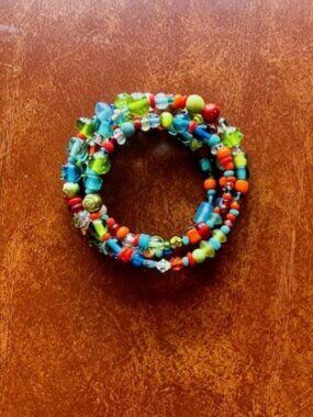 Vibrant Multicolored Wraparound Beaded Bracelet
